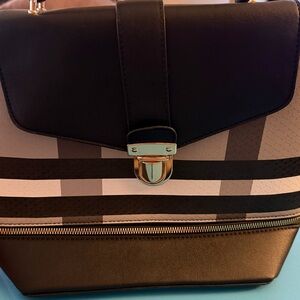 Stylish Black and Brown Striped Handbag